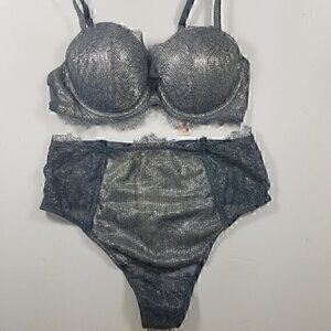 Victoria's Secret Lined Demi Bra High Wist Thong S